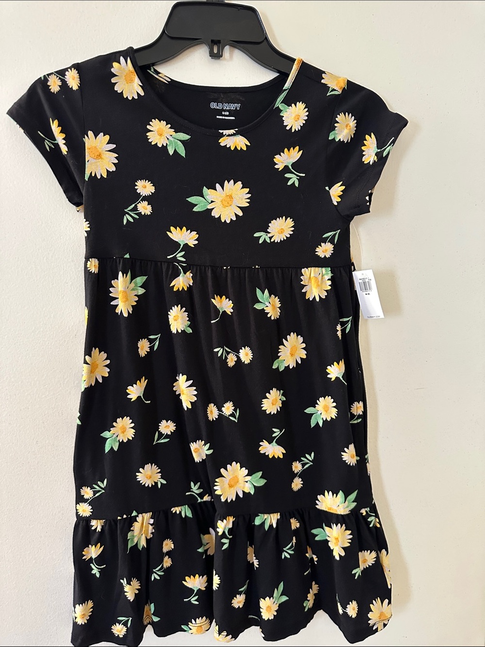 Old Navy Black Dress with Yellow Daisy Print - girls